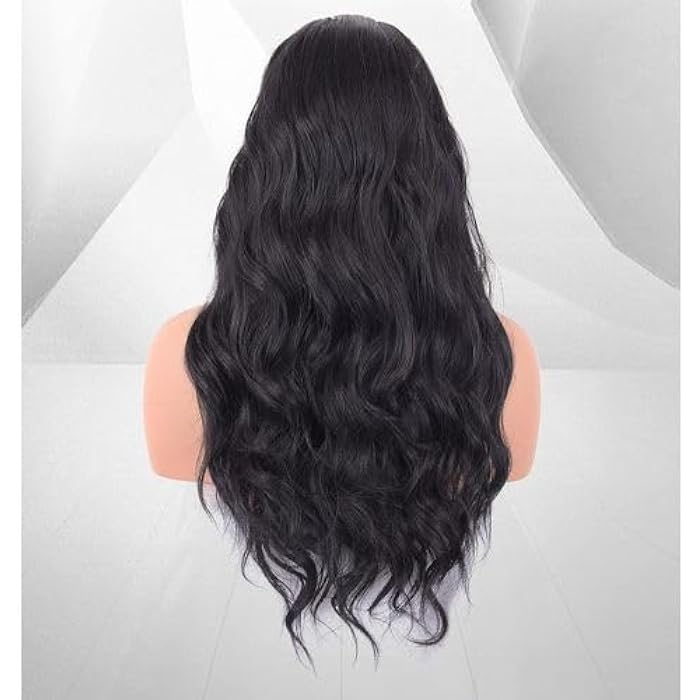 DILLARDS Long Wavy Black Synthetic Wig, Natural Looking Hair, Heat Resistant, 60 Cm Length - Image 3